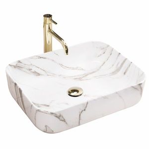 Umývadlo na dosku Rea Demi biely mramor vyobraziť