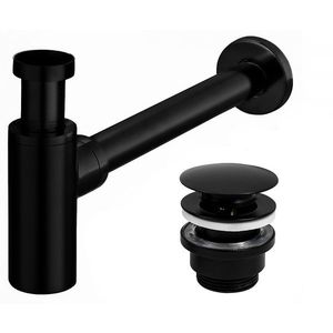 Umývadlový sifón Rea s odtokom click-clack čierny vyobraziť