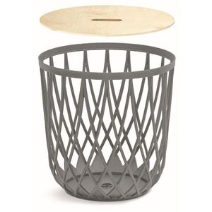 Univerzálny kôš QUBO s dreveným vrchnákom šedý kameň vyobraziť