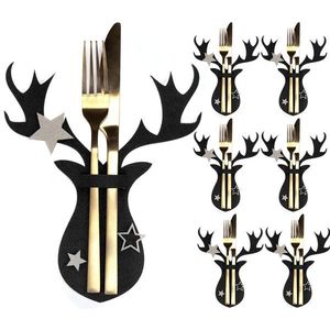 Vánoční obal na příbor Renifer 6 ks černý vyobraziť