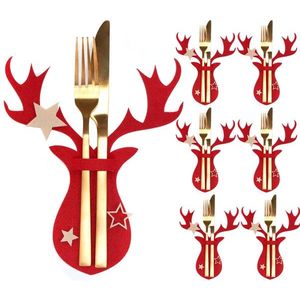 Vánoční obal na příbor Renifer 6 ks červený vyobraziť