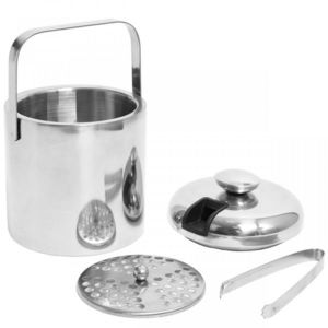 Vedierko na ľad s kliešťami strieborné vyobraziť