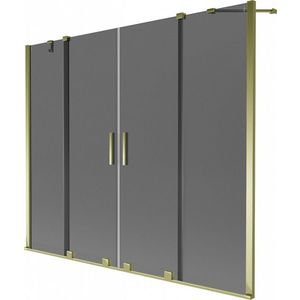 MEXEN/S - Velar Duo dvojkrídlová posuvná vaňová zástena 190 x 150, grafit, zlatá 896-190-000-42-50 vyobraziť