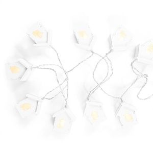 Vianočná svetelná reťaz CRALA s dreveným domčekom biely vyobraziť