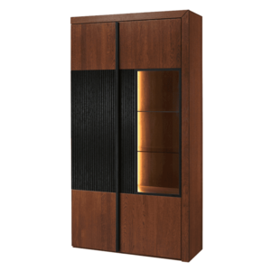 Vitrína Paris II 12 106 cm z masivu s LED osvětlením dub antický/černá vyobraziť