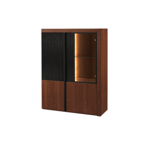 Vitrína Paris II 15 106 cm z masivu s LED osvětlením dub antický/černá vyobraziť