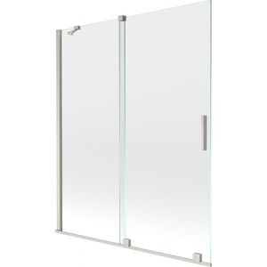 MEXEN/S - Velár dvojkrídlová posuvná vaňová zástena 140 x 150, transparent, nikel kartáčovaný 896-140-000-01-97 vyobraziť
