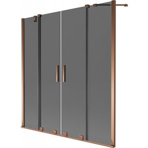 MEXEN/S - Velar Duo dvojkrídlová posuvná vaňová zástena 150 x 150, grafit, ružové zlato 896-150-000-42-60 vyobraziť