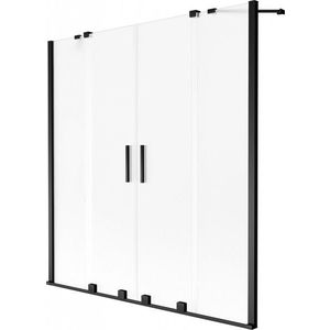 MEXEN/S - Velar Duo dvojkrídlová posuvná vaňová zástena 140 x 150 cm, dekor, čierna 896-140-000-32-70 vyobraziť