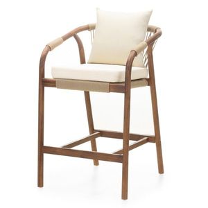 Zahradní barová židle Rovigo z masivu akáciové dřevo hnědá/béžová vyobraziť