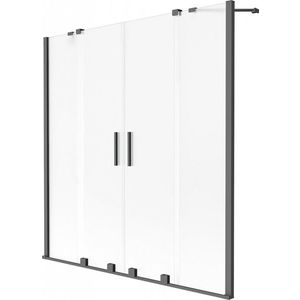 MEXEN/S - Velar Duo dvojkrídlová posuvná vaňová zástena 160 x 150 cm, dekor, grafit metal 896-160-000-32-95 vyobraziť