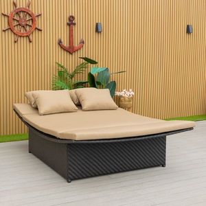 Zahradní ratanová postel Rivera tmavě hnědá vyobraziť