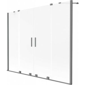 MEXEN/S - Velar Duo dvojkrídlová posuvná vaňová zástena 200 x 150 cm, dekor, grafit metal 896-200-000-32-95 vyobraziť