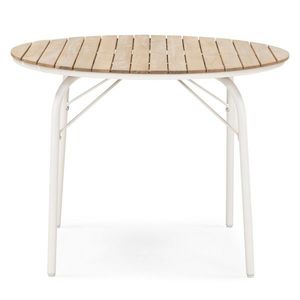 Zahradní stůl Fioli 100 cm z masivu akáciové dřevo bílý/hnědý vyobraziť