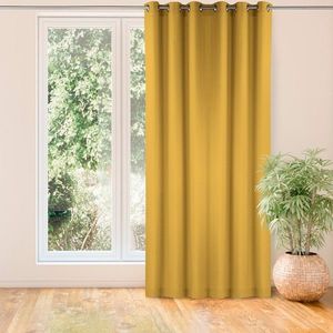 Závěs Homede Carmena se stříbrnými průchodkami hořčicový vyobraziť