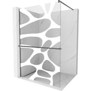 MEXEN/S - Kioto+ Sprchová zástena WALK-IN s poličkou a držiakom uterákov 70 x 200, biely vzor, grafit metal 800-070-121-95-97 vyobraziť