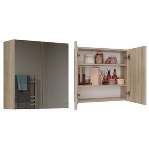 Závěsná koupelnová skříňka POLA 2 se zrcadlem dub sonoma vyobraziť