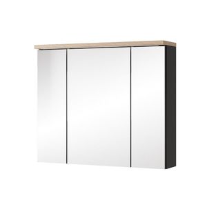 Závěsná koupelnová skříňka Swing II 58 80 cm se zrcadlem a LED osvětlením černá/dub Artisan vyobraziť