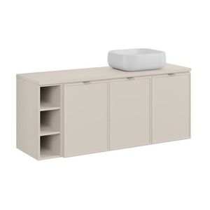 Závěsná skříňka Bella Cashmere Nika s deskou a umyvadlem 140 cm kašmírová vyobraziť