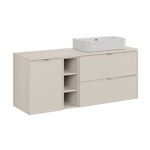 Závěsná skříňka Bella Cashmere Trust s deskou a umyvadlem 140 cm kašmírová vyobraziť