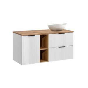 Závěsná skříňka Casad Cloud s deskou a umyvadlem 120 cm bílá/dub wotan vyobraziť