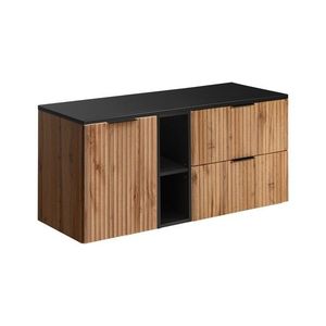 Závěsná skříňka Casad s deskou 120 cm černá/dub wotan vyobraziť