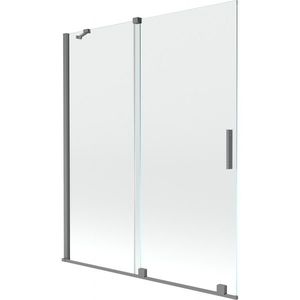 MEXEN/S - Velár dvojkrídlová posuvná vaňová zástena 140 x 150, transparent, grafit metal 896-140-000-01-95 vyobraziť