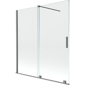 MEXEN/S - Velár dvojkrídlová posuvná vaňová zástena 150 x 150, transparent, grafit metal 896-150-000-01-95 vyobraziť