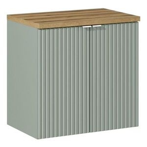 Závěsná skříňka Line Reed Green I s deskou 60 cm zelená/dub evoke vyobraziť