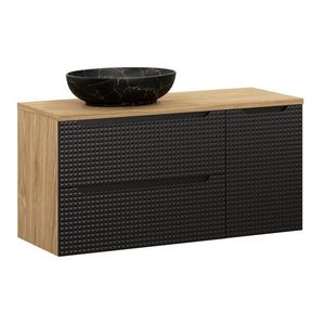 Závěsná skříňka Luxor Black SD s deskou a umyvadlem 120 cm černá/dub olejovaný vyobraziť