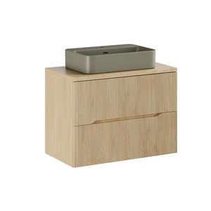 Závěsná skříňka Nordic Trust s deskou a umyvadlem 80 cm dub cremona vyobraziť