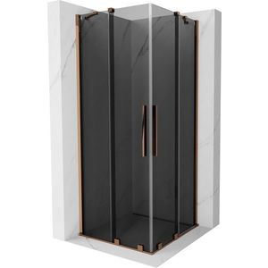 MEXEN/S - Velar Duo sprchovací kút, posuvné dvere 90 x 90, grafit, ružové zlato 871-090-090-42-60 vyobraziť