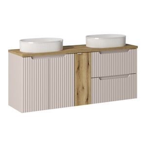 Závěsná skříňka Nova Cashmere Beyond 5 s deskou a umyvadly 140 cm kašmír/dub coast evoke vyobraziť