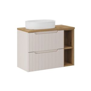 Závěsná skříňka Nova Cashmere Beyond s deskou a umyvadlem 80 cm kašmírová/dub evoke vyobraziť