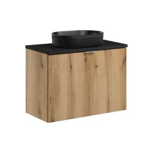 Závěsná skříňka Nova Oak Beyond s deskou a umyvadlem 80 cm dub coast evoke/černá vyobraziť