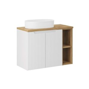 Závěsná skříňka Nova White Beyond s deskou a umyvadlem 80 cm bílá/dub evoke vyobraziť