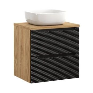 Závěsná skříňka Ocean s deskou a umyvadlem 60 cm černá/dub olejovaný vyobraziť