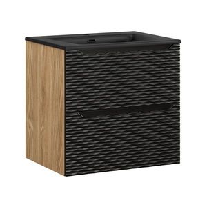 Závěsná skříňka Ocean Sky se zápustným umyvadlem 60 cm černá/dub olejovaný vyobraziť