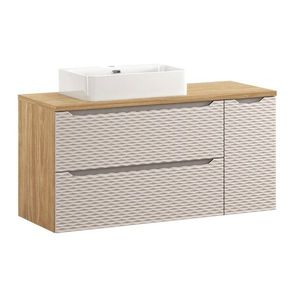 Závěsná skříňka Ocean Trust s deskou a umyvadlem 120 cm béžová/dub olejovaný vyobraziť