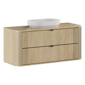 Závěsná skříňka Ovalia River s deskou a umyvadlem 120 cm dub Cremona vyobraziť