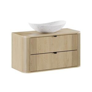 Závěsná skříňka Ovalia s deskou a umyvadlem 100 cm dub Cremona vyobraziť