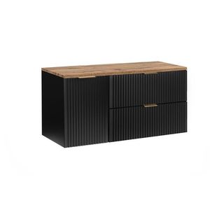 Závěsná skříňka pod umyvadlo Casad s deskou 120 cm dub wotan/černá vyobraziť