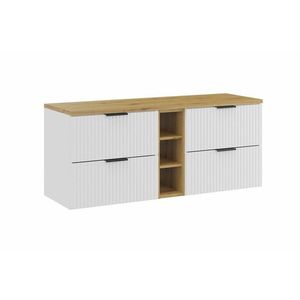 Závěsná skříňka pod umyvadlo Casad s deskou 140 cm bílá/dub artisan vyobraziť