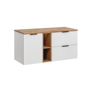Závěsná skříňka pod umyvadlo Casad s deskou 140 cm bílá/dub evoke vyobraziť