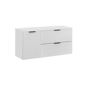 Závěsná skříňka pod umyvadlo Casad s deskou a košem na prádlo 120 cm bílá vyobraziť