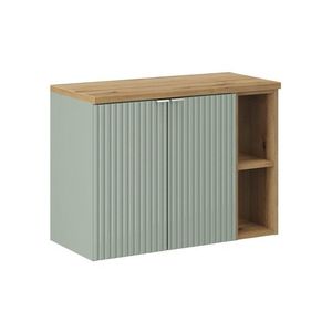 Závěsná skříňka pod umyvadlo Line Reed Green II s deskou 80 cm zelená/dub evoke vyobraziť
