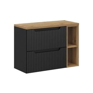 Závěsná skříňka pod umyvadlo Nova Black s deskou 80 cm černá/dub evoke vyobraziť