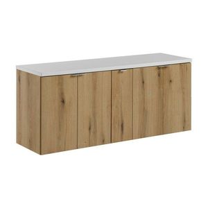 Závěsná skříňka pod umyvadlo Nova Oak s deskou 140 cm dub evoke/bílá vyobraziť
