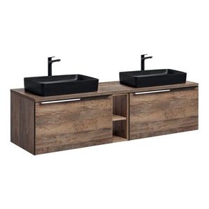 Závěsná skříňka pod umyvadlo SantaFe Slim s deskou a umyvadly 180 cm dub santa fe vintage vyobraziť