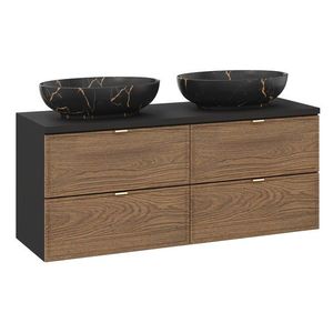 Závěsná skříňka Talia Casella Mona s umyvadly 120 cm černý mat/dub casella vyobraziť